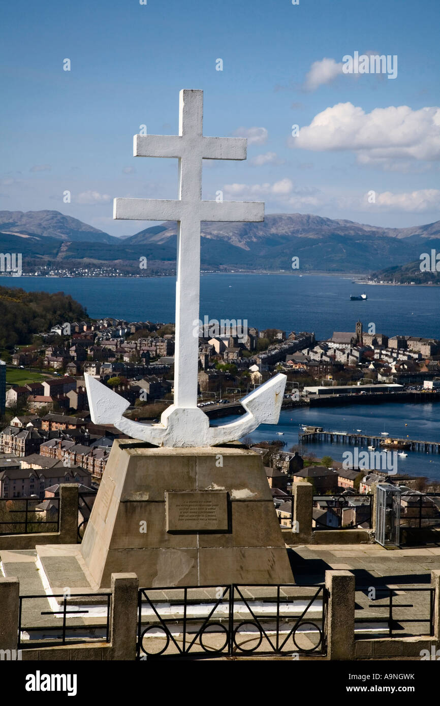 La France libre, et le Monument Gourock Firth of Clyde de Lyle hill, Greenock, en Écosse. Banque D'Images