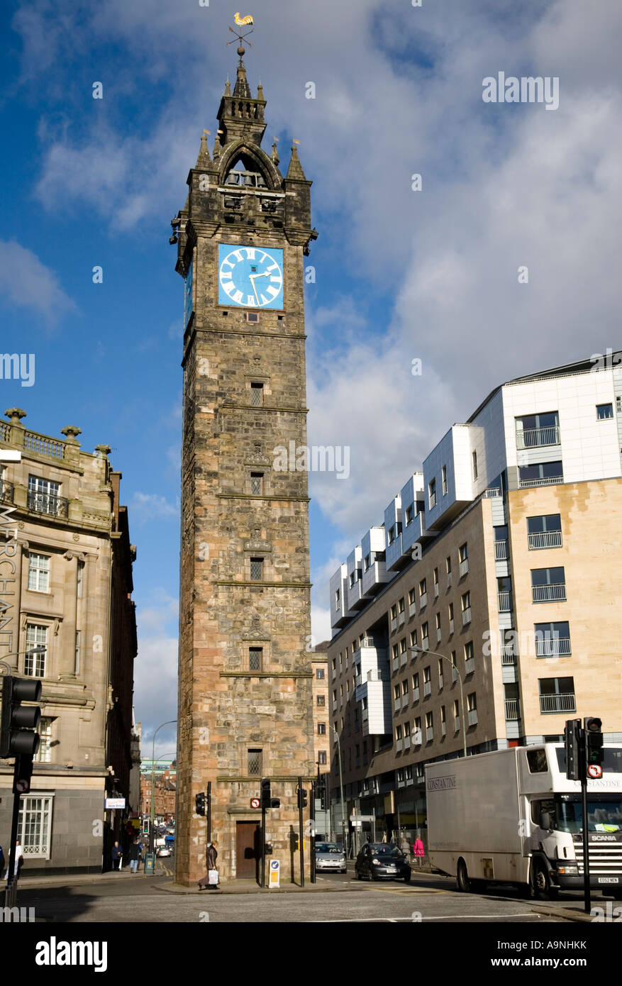 Le péage tour de l'horloge ville marchande Trongate, Glasgow, Ecosse. Banque D'Images