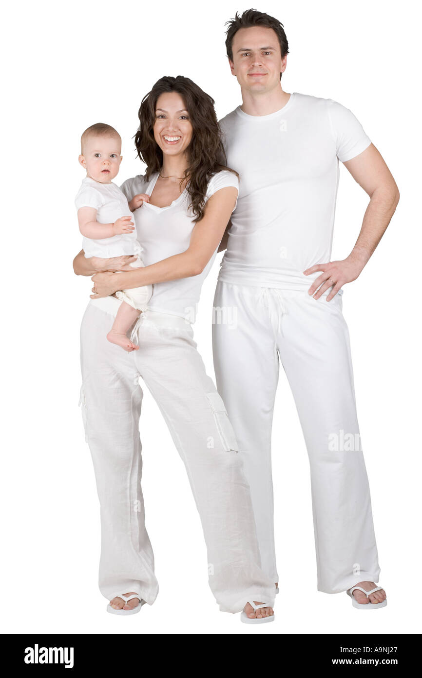 Family relaxing in loungewear Banque D'Images