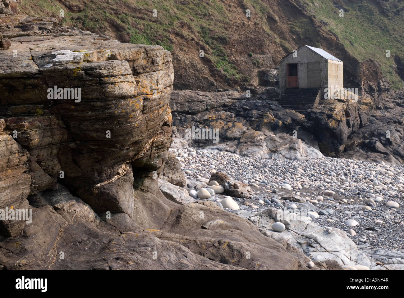 Cabanes de pêcheurs au prêtre's Cove Cape Cornwall Cornwall Angleterre Banque D'Images