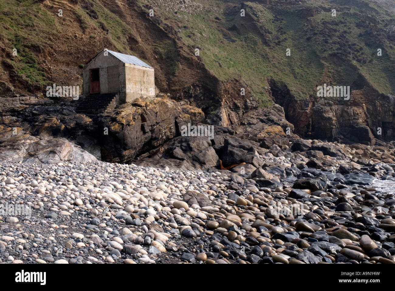 Cabanes de pêcheurs au prêtre's Cove Cape Cornwall Cornwall Angleterre Banque D'Images