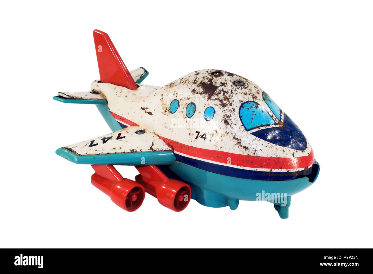 Old rusty tin toy Jumbo jet Banque D'Images