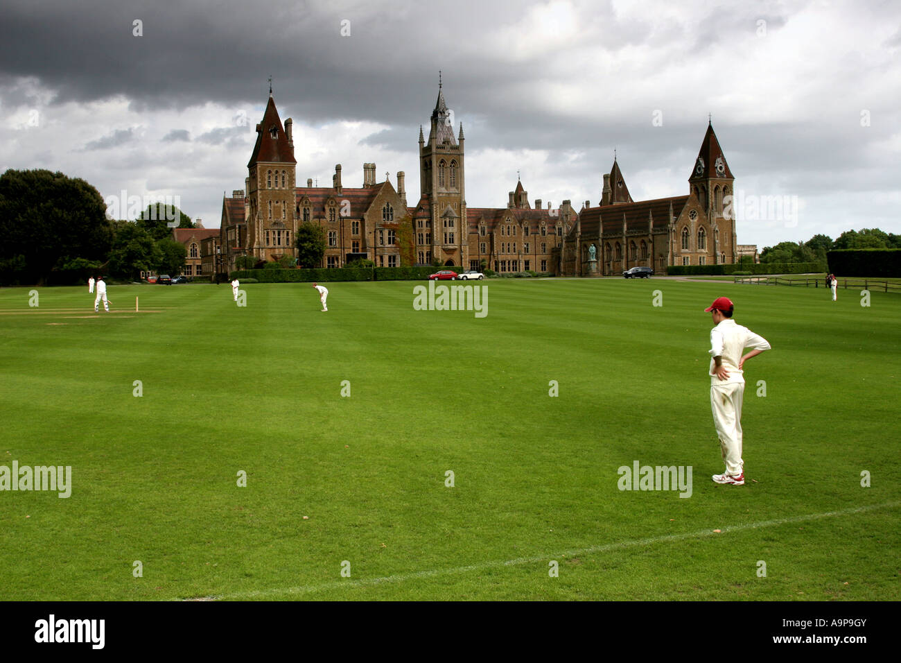 Le Cricket à la Charterhouse school, Angleterre Banque D'Images