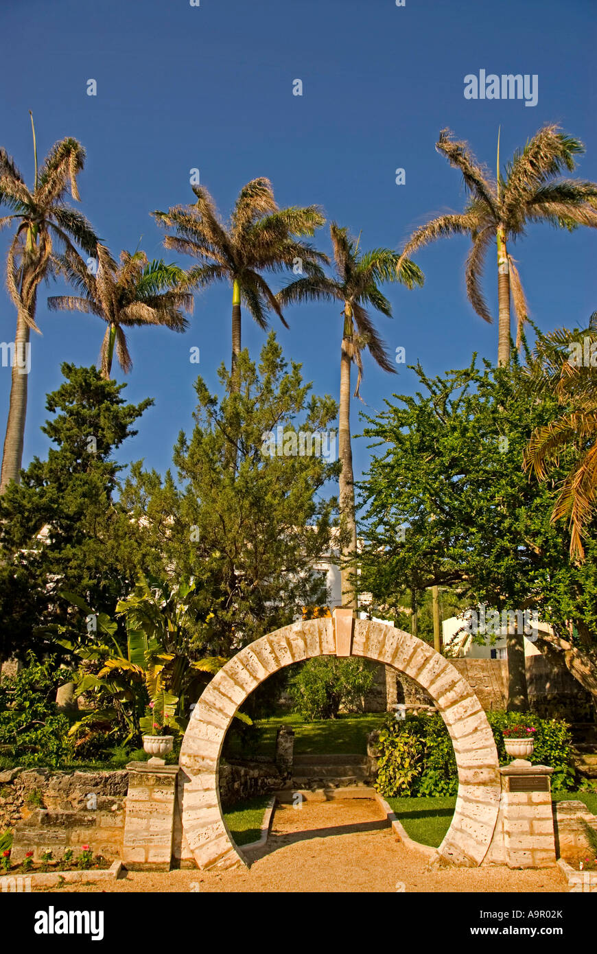 Les Bermudes moongate symbole national St George Town Somers Jardin parc public st georges St George's Banque D'Images