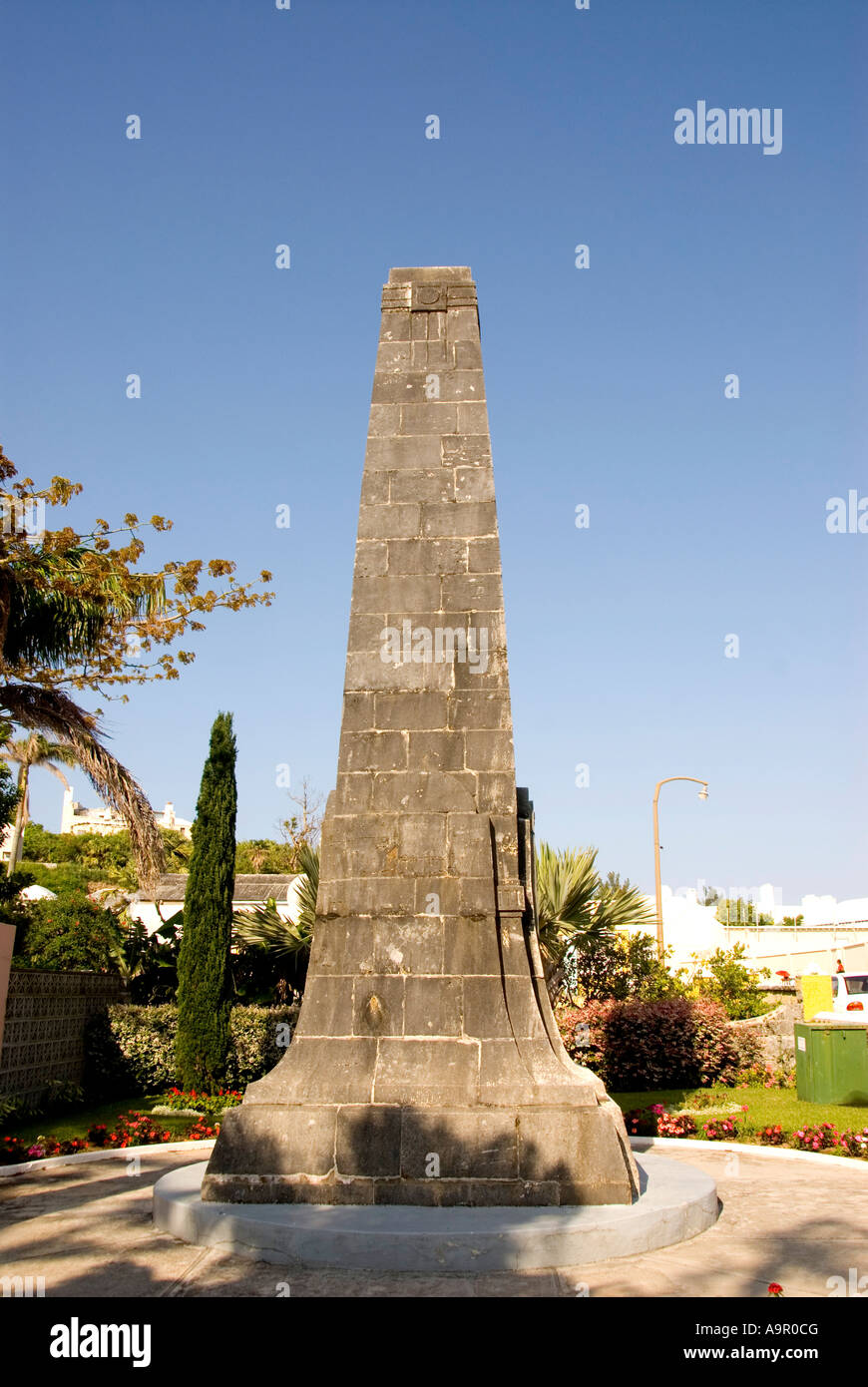Les Bermudes St George Somers Jardin colonne en pierre historique monument city island l'histoire d'attraction touristique st georges st ge Banque D'Images