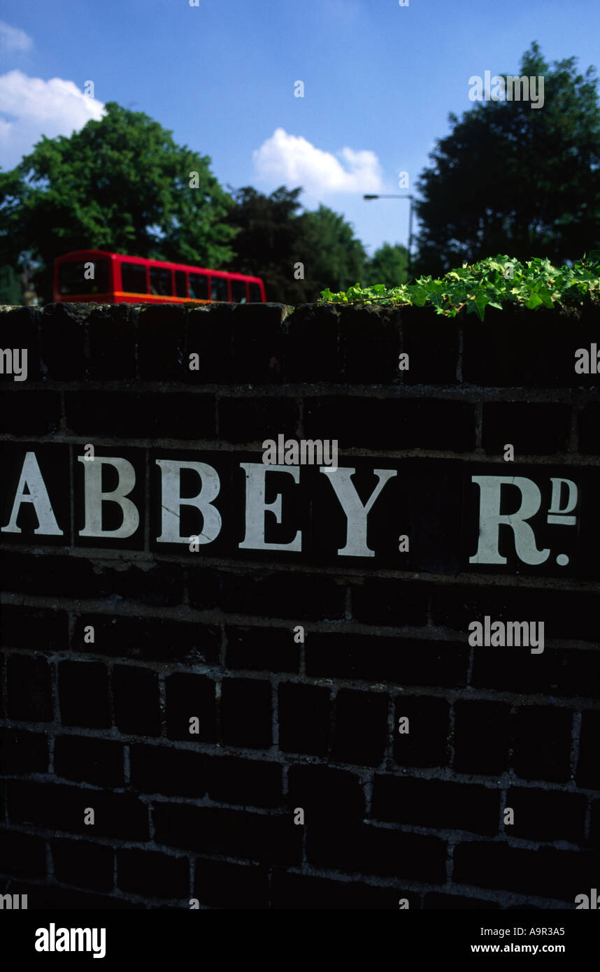 Ancienne Abbaye Road Sign London England UK Banque D'Images