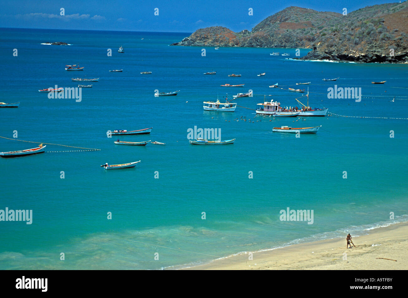 L'île de Isla Margarita Venezuela Playa Manzanillo plage populaire destination de croisière Banque D'Images