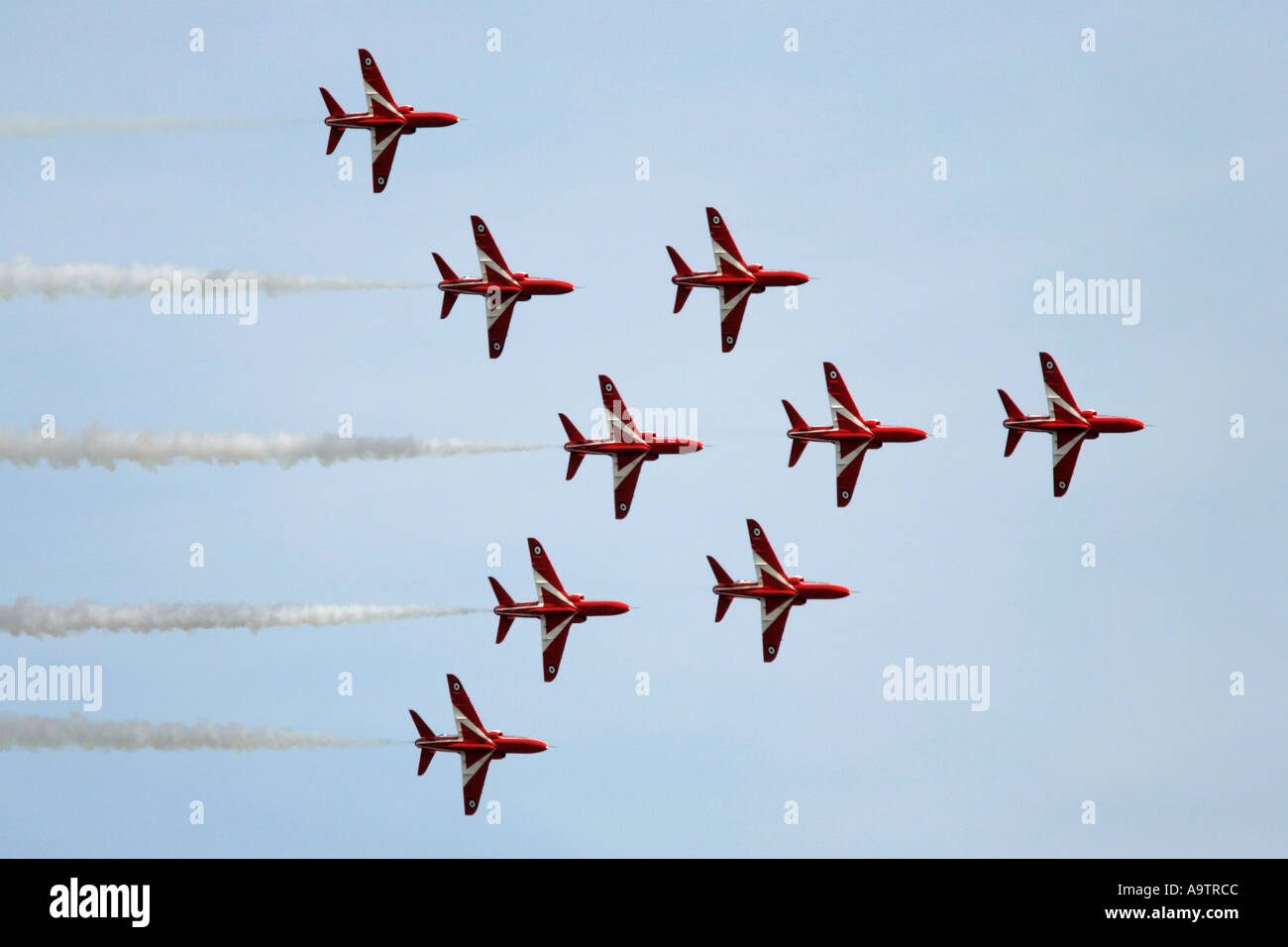 Royal Air Force Hawk T1A L'équipe de démonstration de la voltige des flèches rouges au spectacle aérien de Newtownards Irlande du Nord du comté de Down Banque D'Images