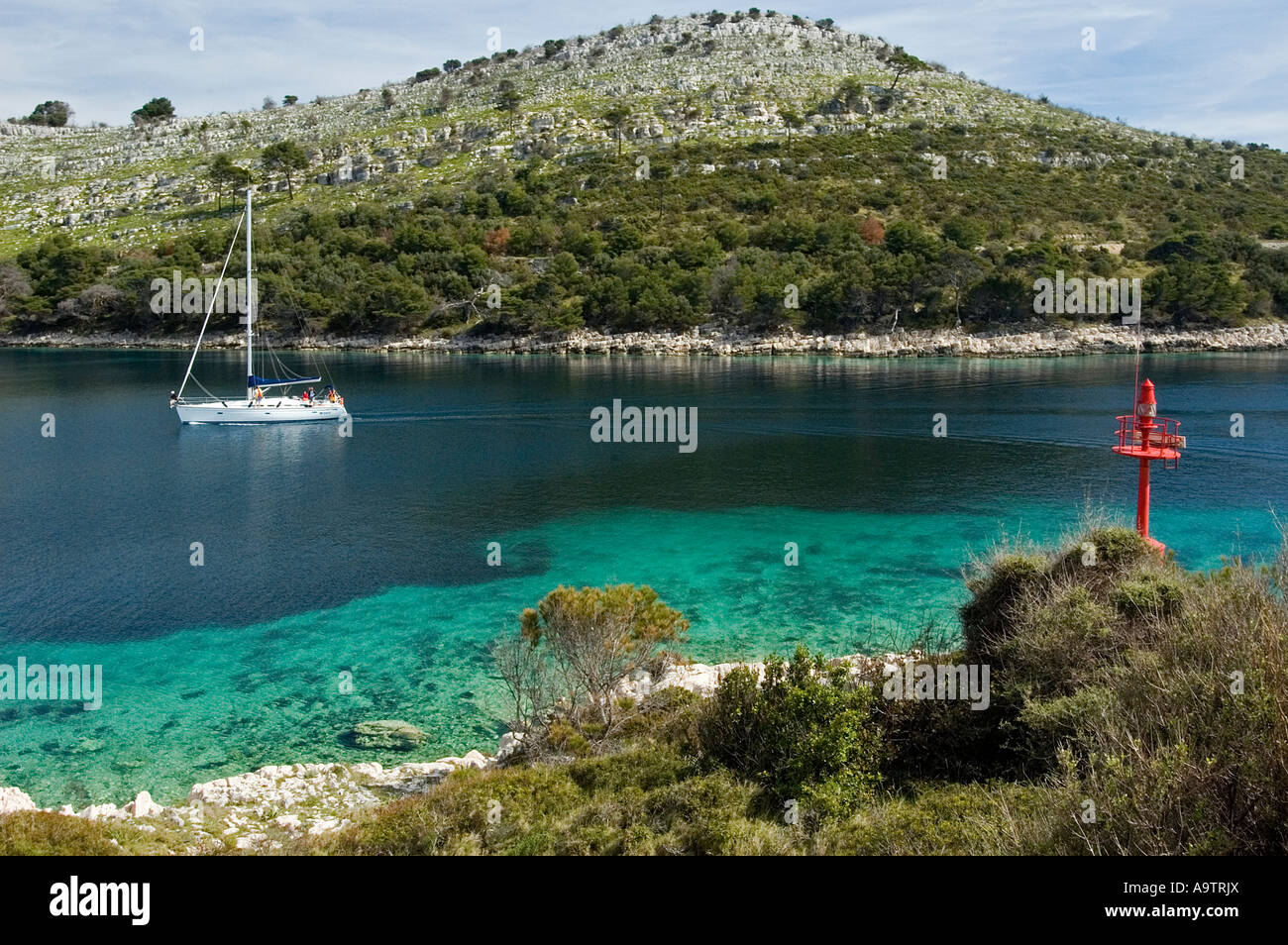 Croisière le long des îles de la Dalmatie, Lastovo, Croatie. Banque D'Images