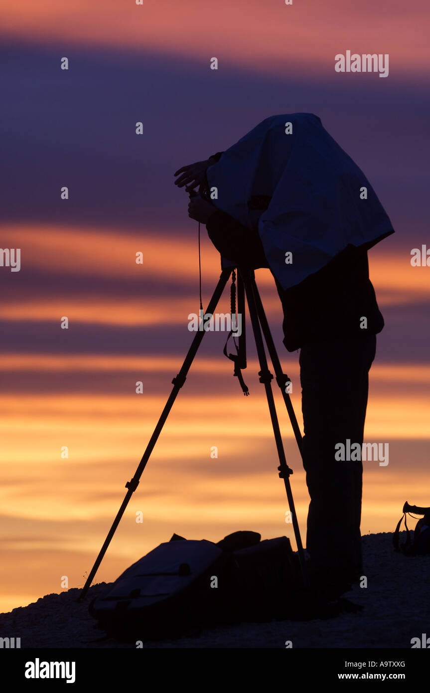 Photographe grand format travaillant dans le Parc National de Bryce Banque D'Images