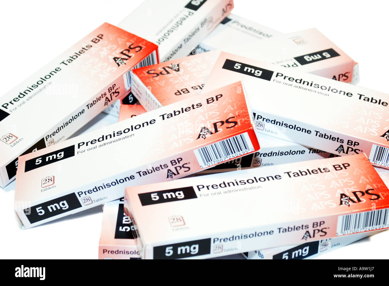 Boîtes de médicament Prednisolone stéroïdes utilisés à long terme comme l'anti-biotics Banque D'Images