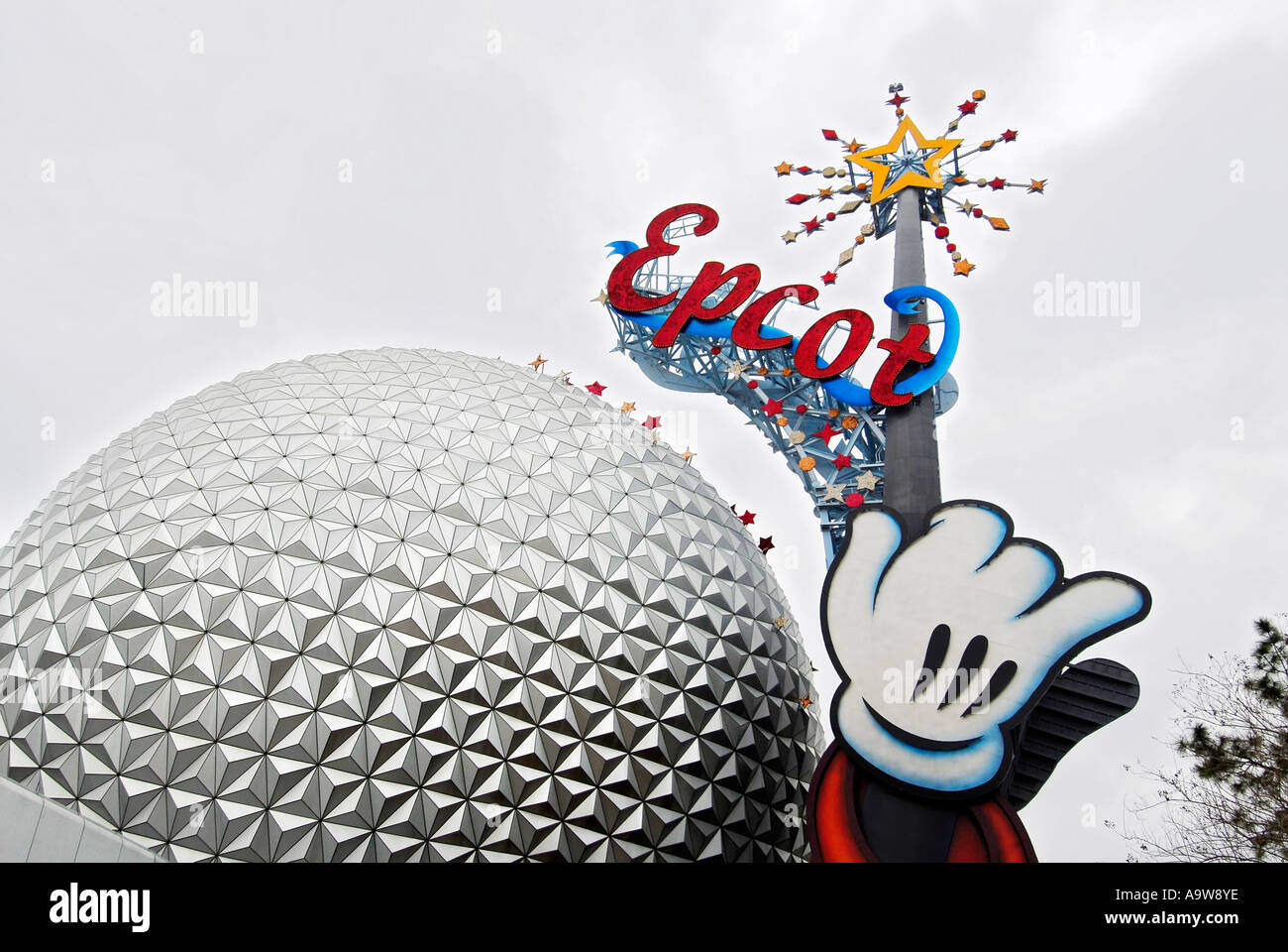 Vaisseau spatial Terre au Centre Epcot à Walt Disney World Orlando Floride FL le parc à thème Banque D'Images