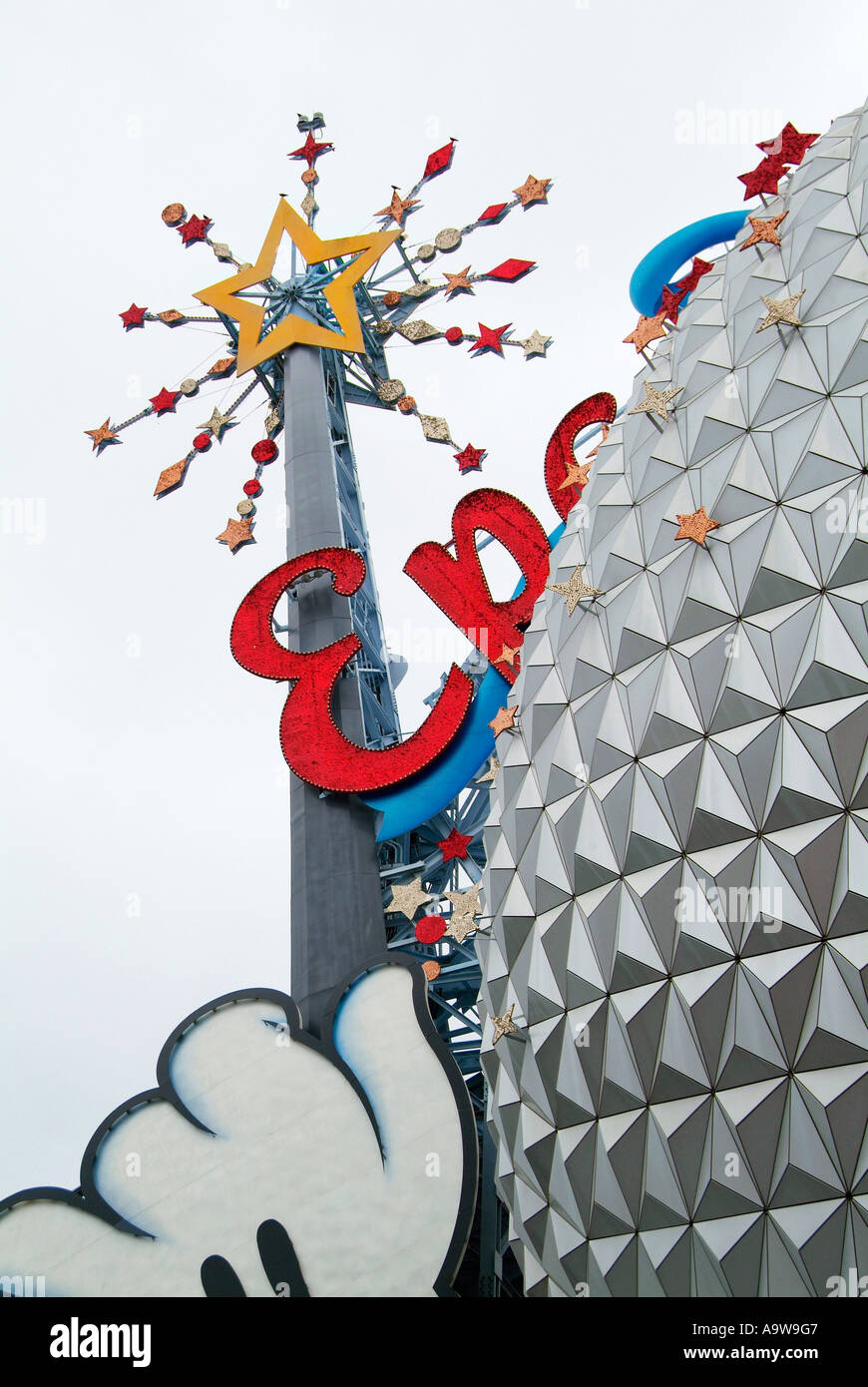 Vaisseau spatial Terre au Centre Epcot à Walt Disney World Orlando Floride FL le parc à thème Banque D'Images