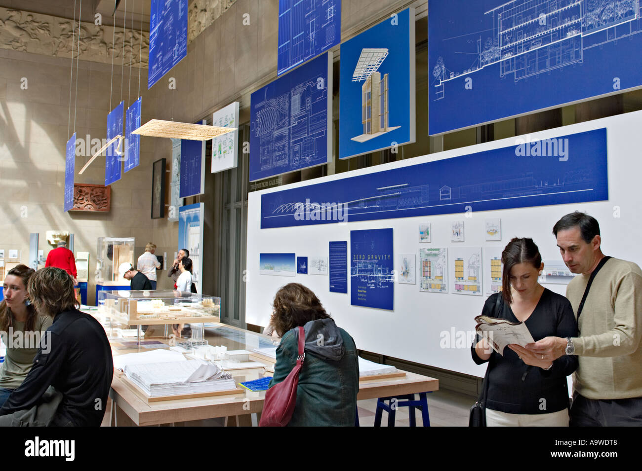 Les musées de Chicago, dans l'Illinois, Chicago Art Institute de dessins de l'intérieur pour l'ajout proposé du pont et affiche Banque D'Images