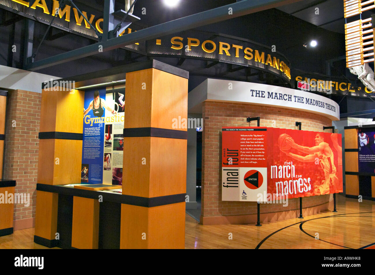 INDIANA Indianapolis dans l'affichage Historique Panthéon des Champions NCAA Final Four et la gymnastique dans l'affichage de l'ntérieur museum Banque D'Images