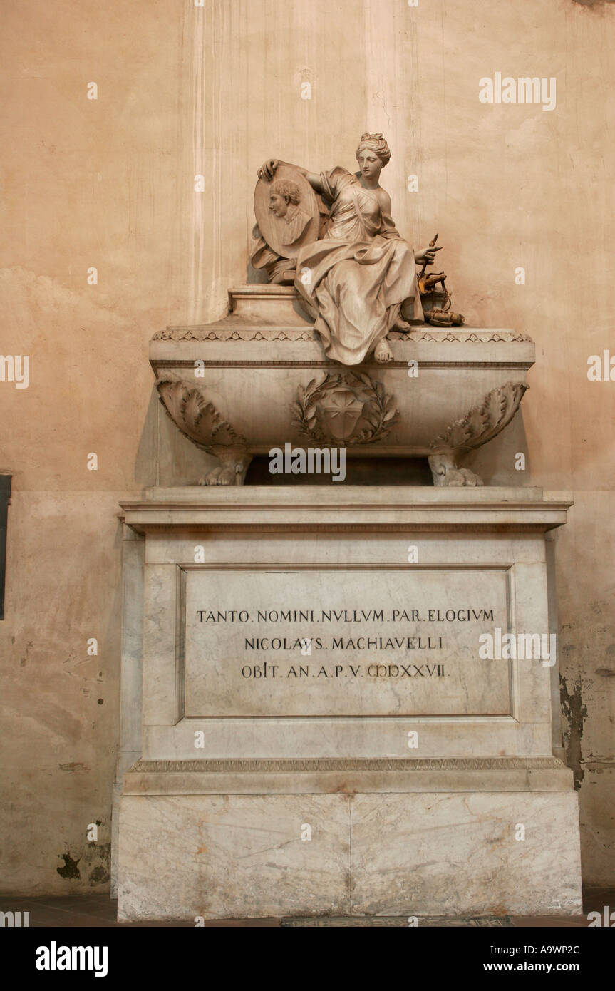 Tombeau de Machiavel dans église de Santa Croce à Florence Italie Banque D'Images