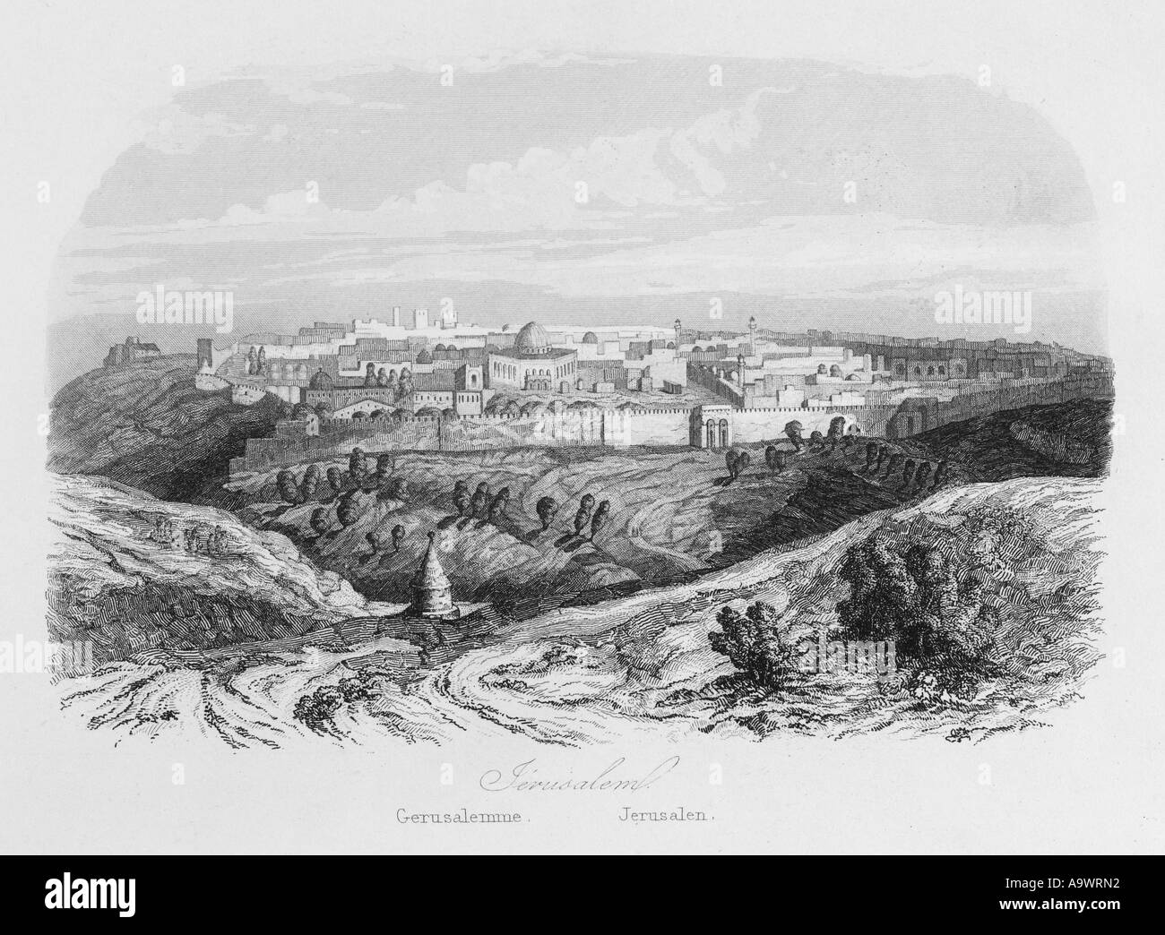Jérusalem 1846 lointain Banque D'Images