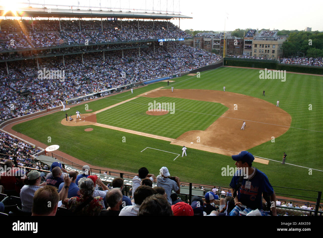 Oursons jouant un jeu de base-ball Wrigley Field Chicago IL États-unis Banque D'Images