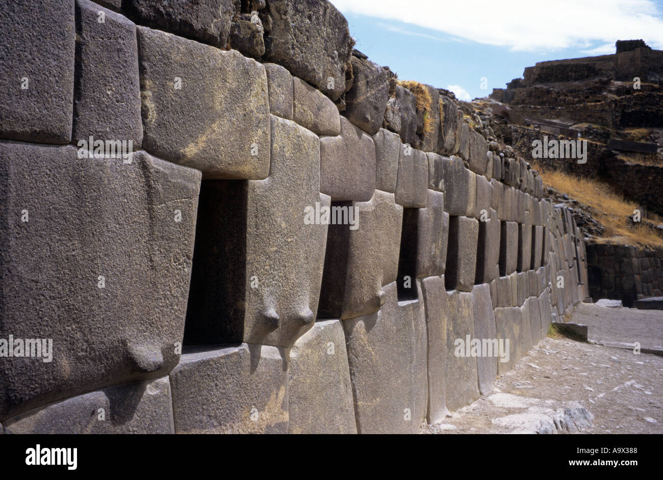 Ollantaytambo, Pérou. La terrasse de 10 places. Banque D'Images