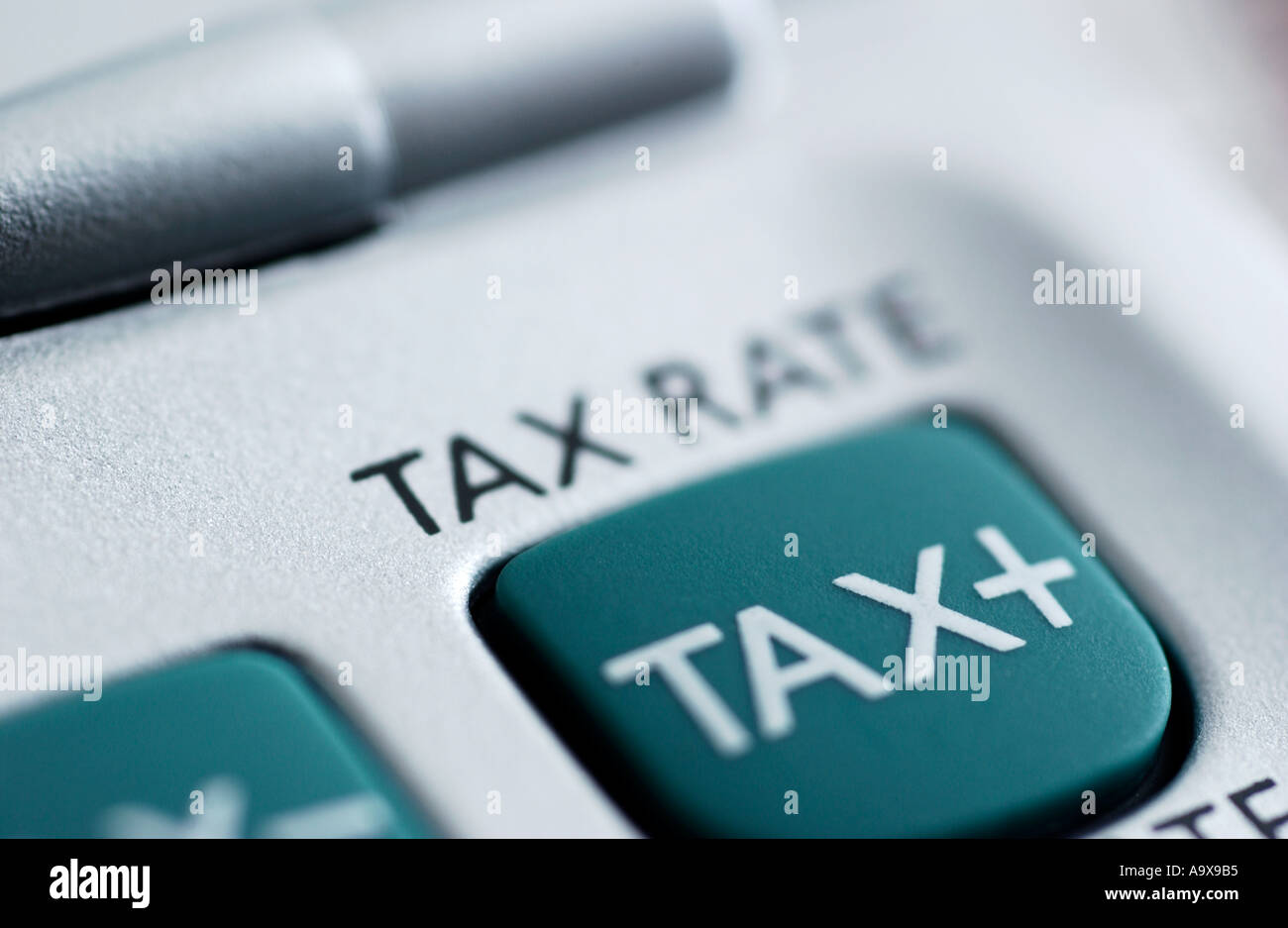 Taux d'impôt sur le bouton Calculatrice Banque D'Images