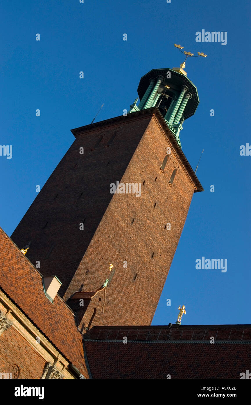 L'hôtel de ville de Stockholm, la Suède a été dessiné par l'architecte Ragnar Östberg et abrite le banquet du Prix Nobel en décembre de chaque année Banque D'Images