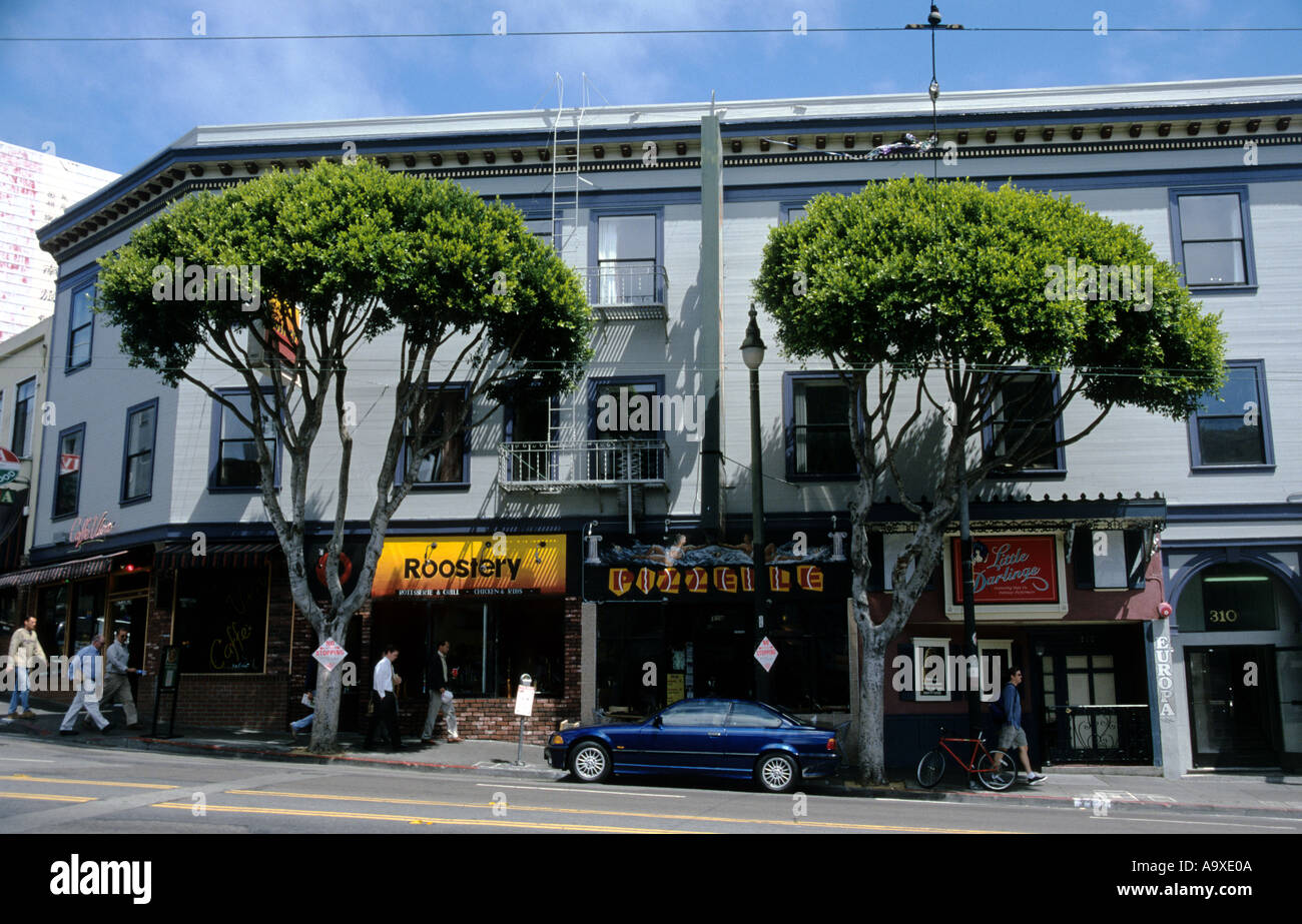 Une scène de rue à San Francisco CA USA Arbres caractéristique Banque D'Images