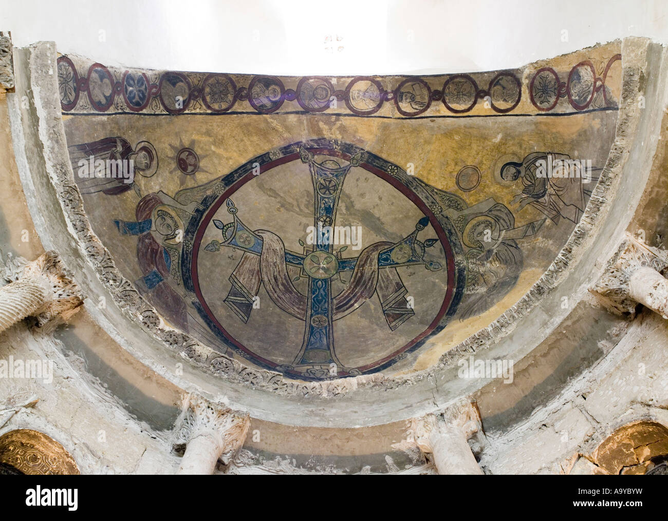 Peinture sur voûte d'abside, Monastère Blanc, Sohag, Egypte Banque D'Images