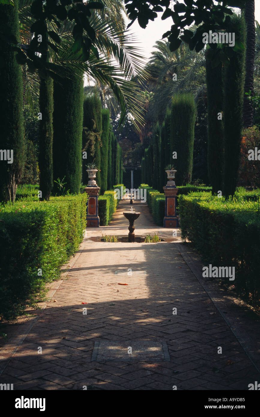 Jardines de las Reales Alcazares les jardins de l'Alcazar de Séville Espagne Banque D'Images