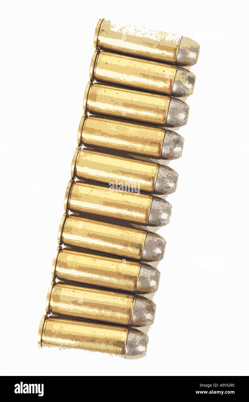 Une illustration d'une ceinture de munitions balles 9mm Banque D'Images