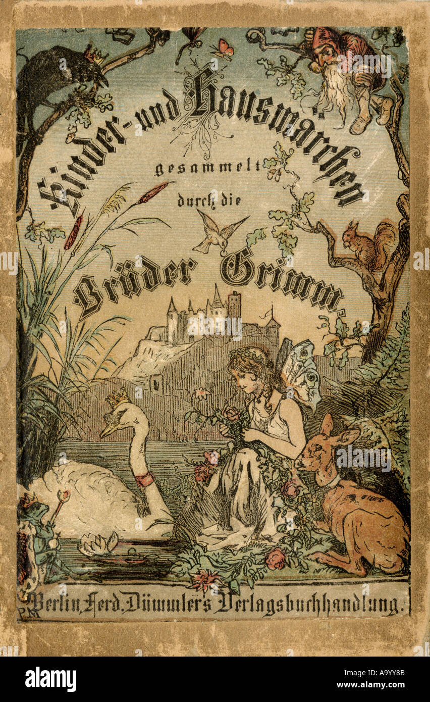 Couvrir de Frères contes de Grimm à partir d'une édition allemande publiée à Berlin en 1865. Banque D'Images