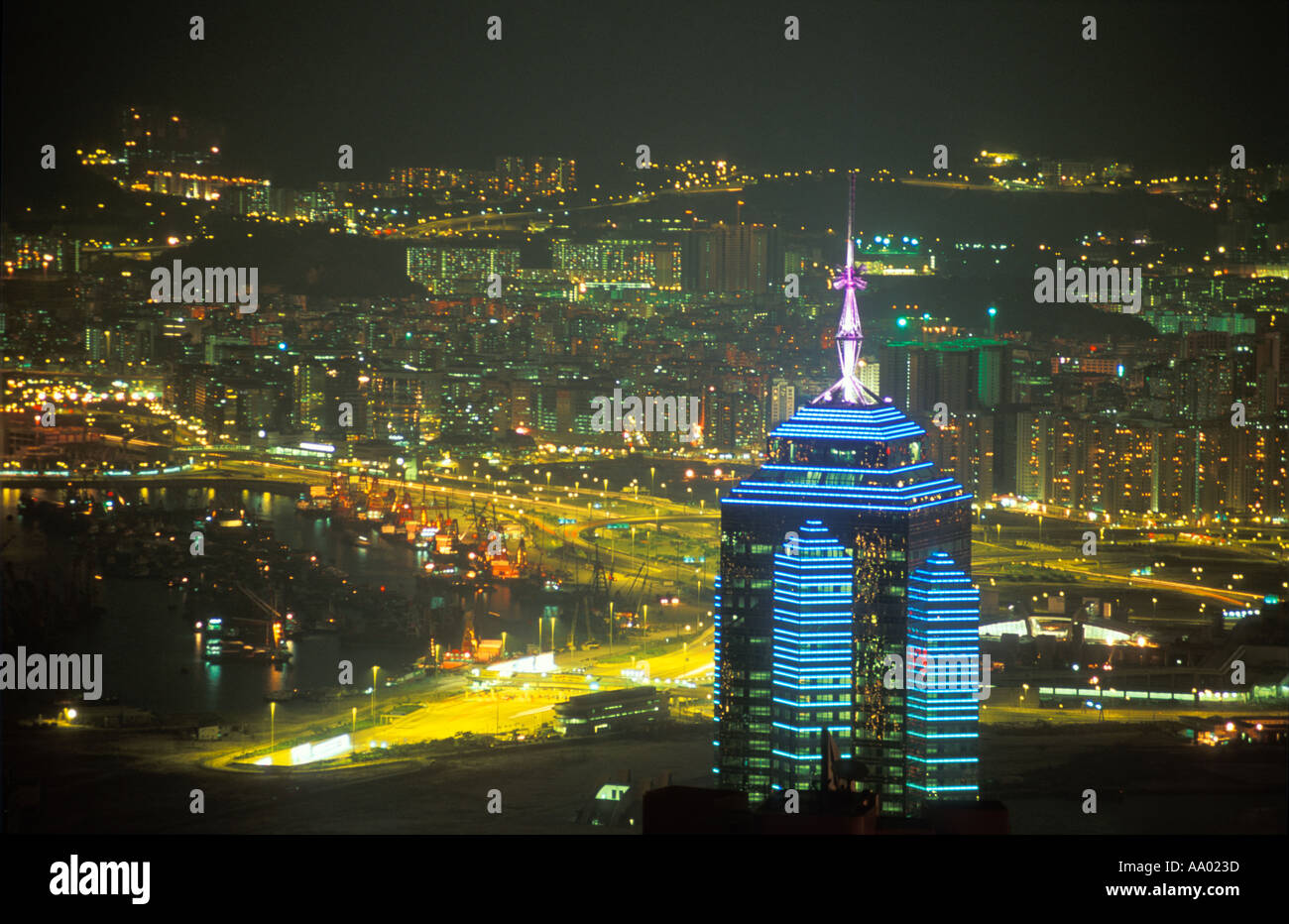 Le port de nuit depuis Victoria Peak Hong Kong Chine Banque D'Images