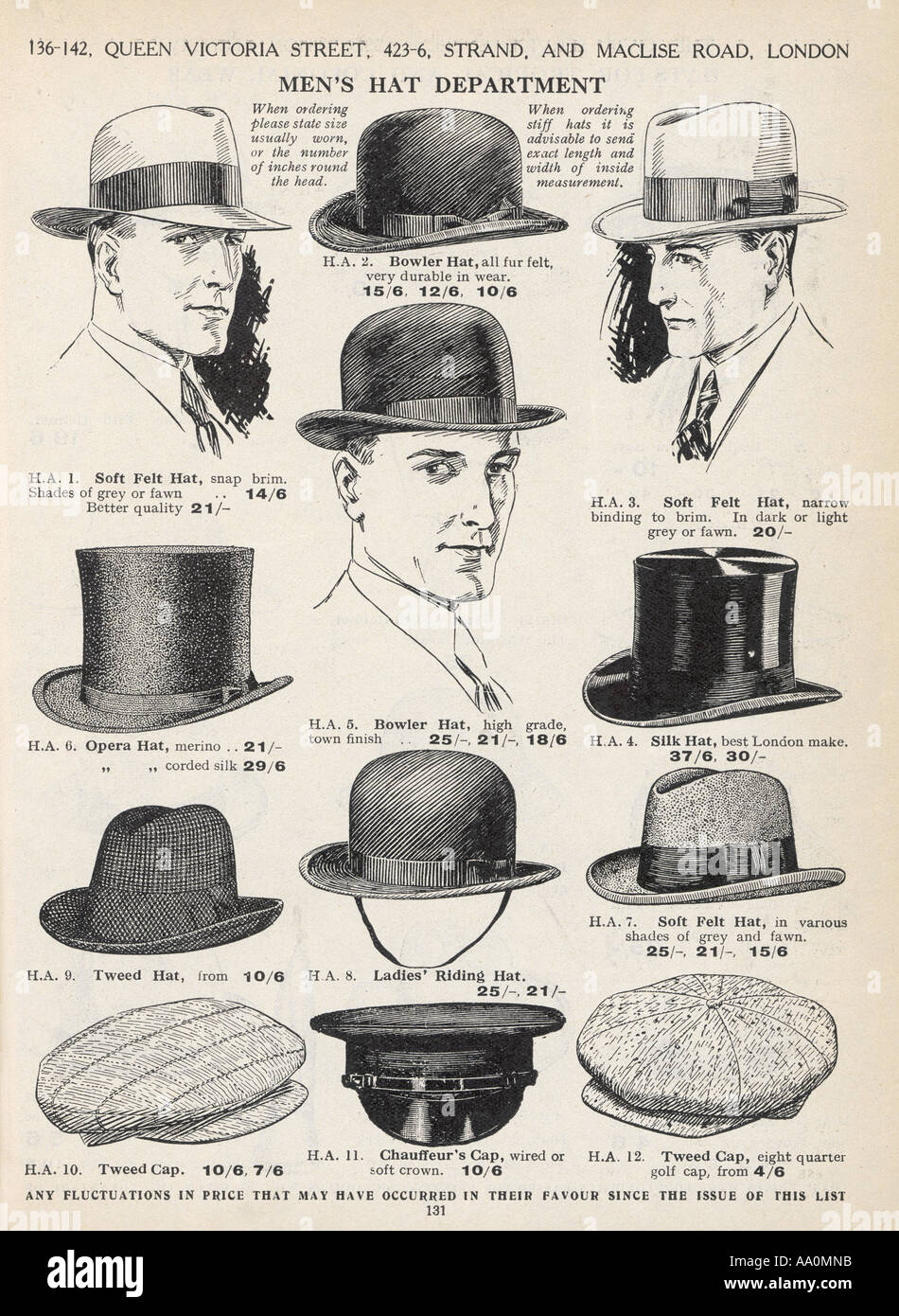 Une variété de chapeaux pour hommes Banque D'Images