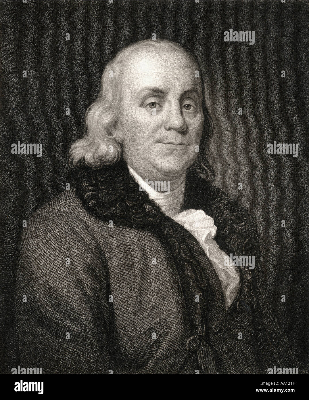 Benjamin Franklin, 1706 - 1790. Polymathe américain et l'un des pères fondateurs des États-Unis. Banque D'Images