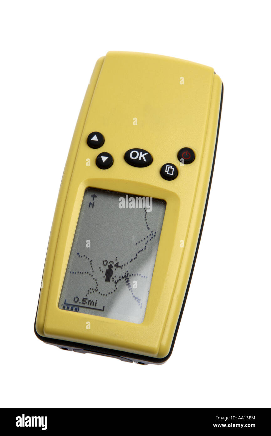 Système de navigation GPS à main découper sur fond blanc Banque D'Images