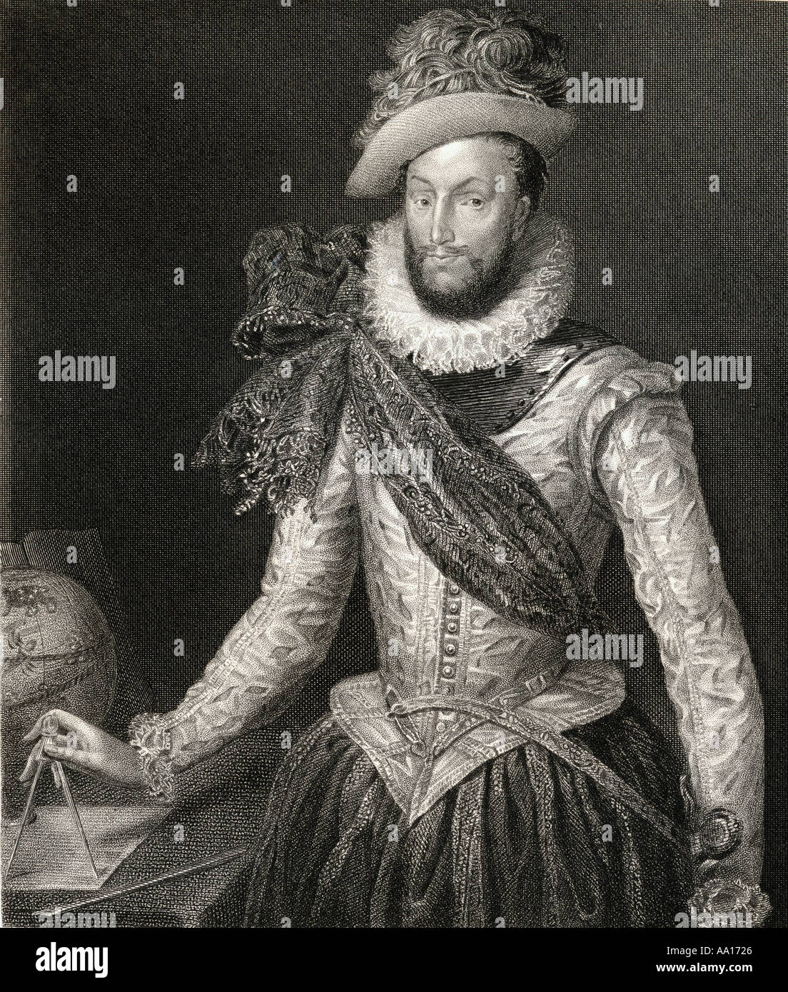 Sir Walter Raleigh, c 1554 - 1618. Débarquement anglais gentleman, poète, écrivain, militaire et politicien, courtisan, spy et explorer. Banque D'Images
