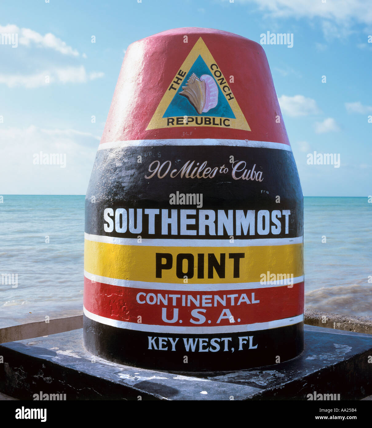 Fo marqueur le point le plus au sud dans la zone continentale des États-Unis, Key West, Floride, USA Banque D'Images