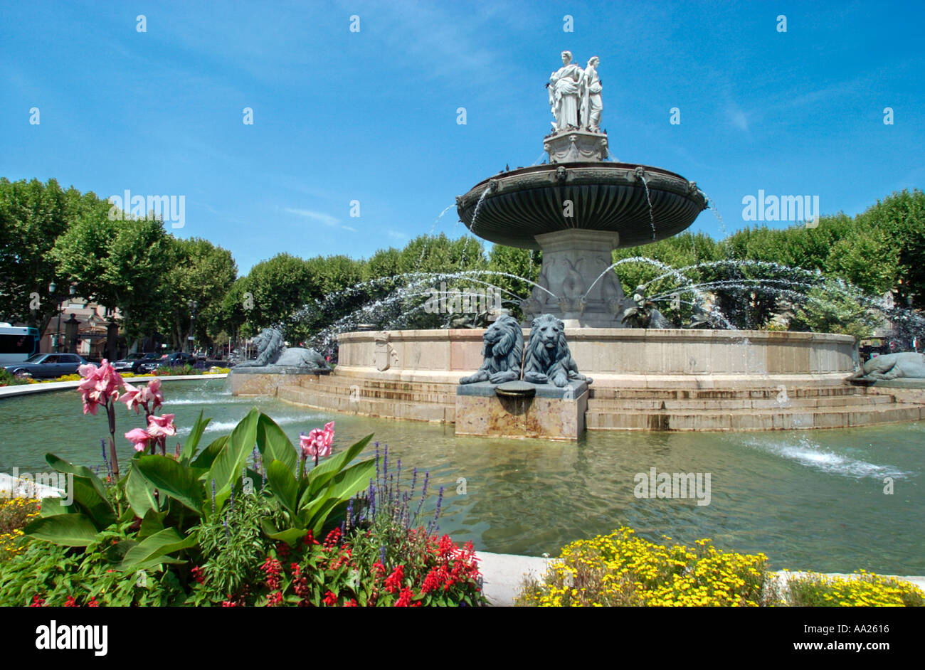 Fontaine de la Rotonde, Aix-en-Provence, France Banque D'Images