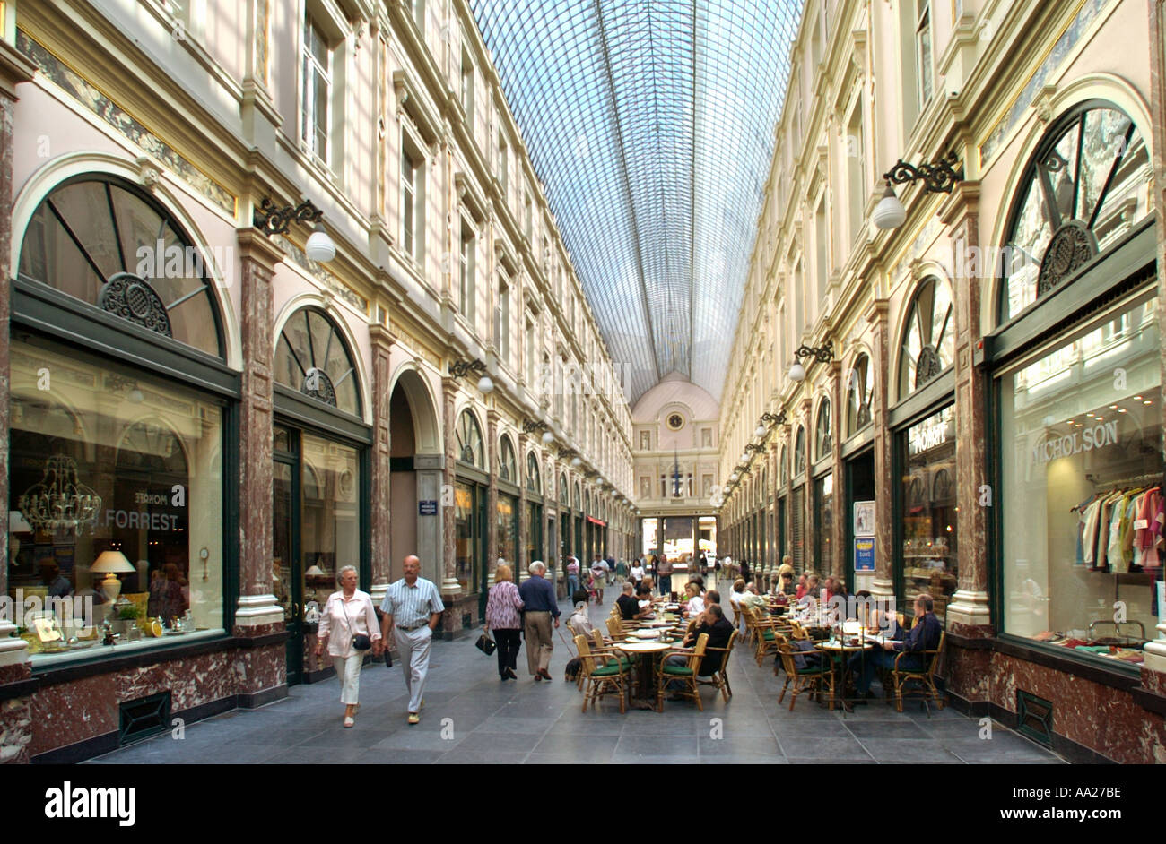 Galeries St Hubert arcade commerçante historique, Centre-ville, Bruxelles, Belgique Banque D'Images