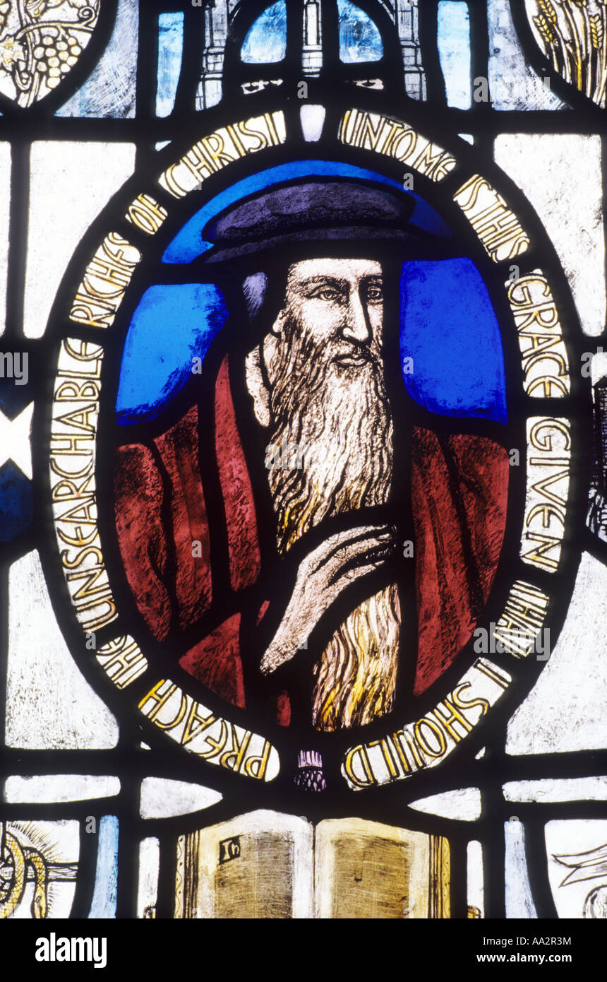 John Knox House, Édimbourg, vitraux portrait, Écosse, Royaume-Uni, l'histoire, les voyages, musée, tourisme, prédicateur religieux écossais Banque D'Images