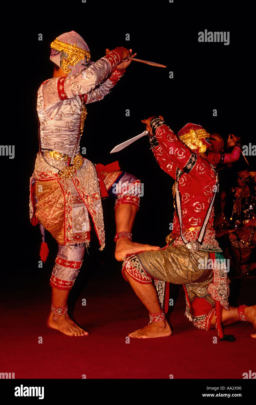 Khon danse masquée, Khon Khon danse, danseurs, Roseraie, capitale, Nakhon Pathom, province de Nakhon Pathom, Thaïlande, Asie, Banque D'Images