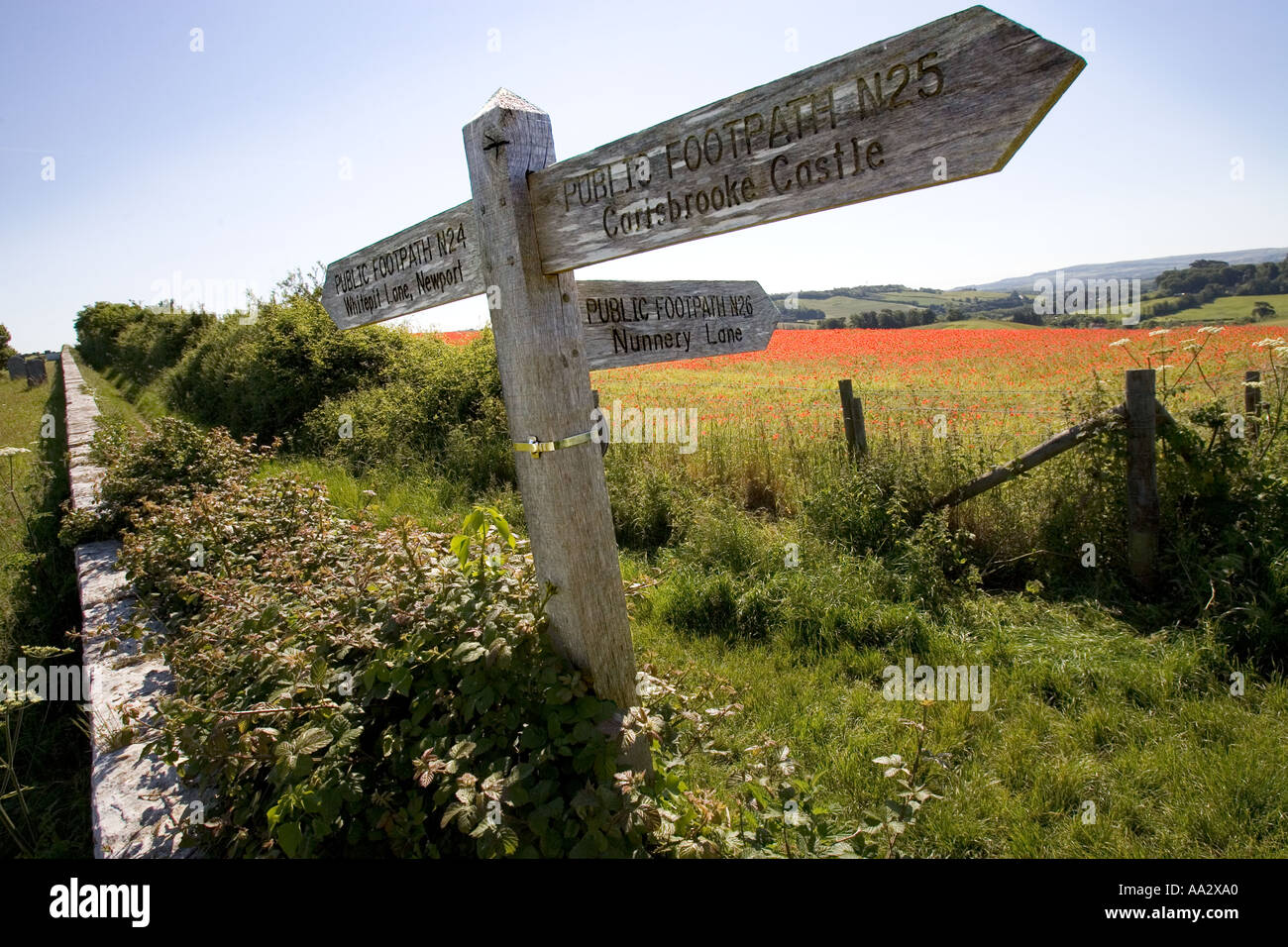 Sentier Bridleway signer Carisbrooke Ile de Wight Angleterre UK Banque D'Images