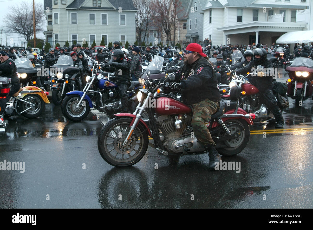 Funérailles des Hells Angels motorcycle club membres lors de funérailles pour les états qui a été abattu, les cavaliers Banque D'Images