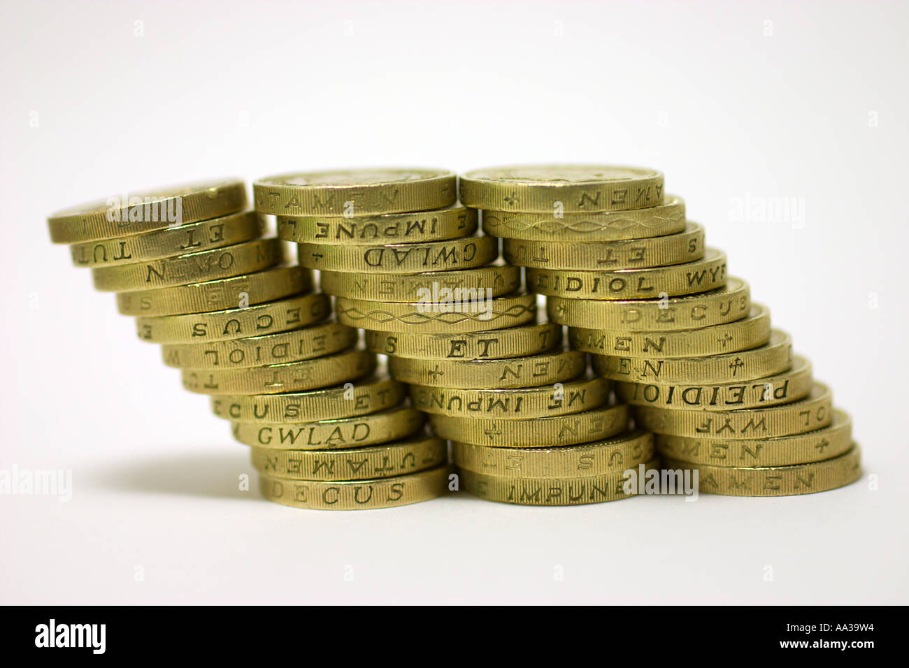 Trois piles de pièces livre Banque D'Images