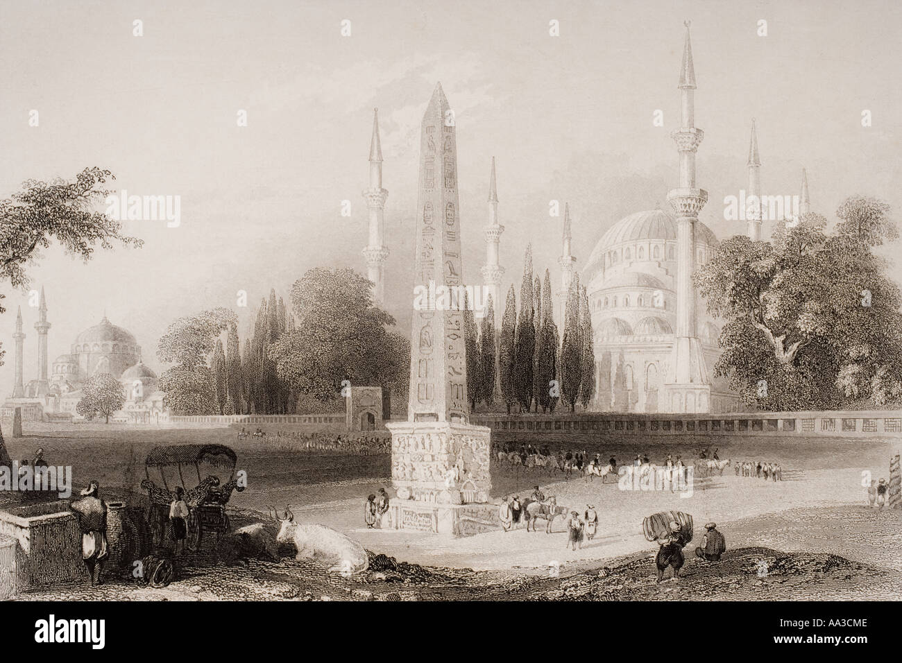 L'Atmeidan ou l'Hippodrome, à Constantinople. Gravée par G K Richardson après W H Bartlett Banque D'Images