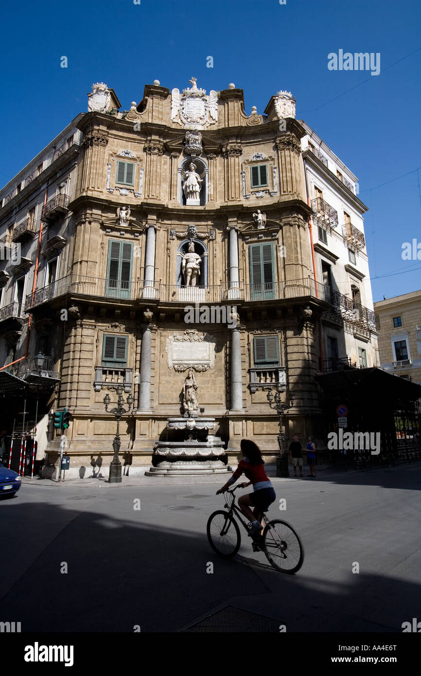 Quattro Canti Palerme Sicile Italie Banque D'Images