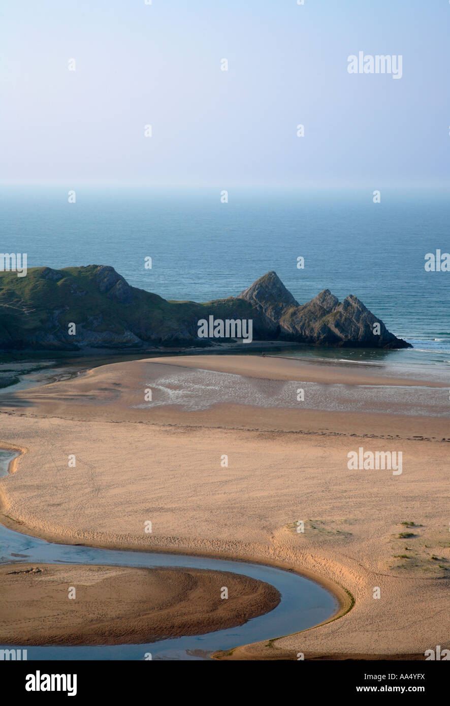 Trois falaises Bay au sud du Pays de Galles Gower Banque D'Images