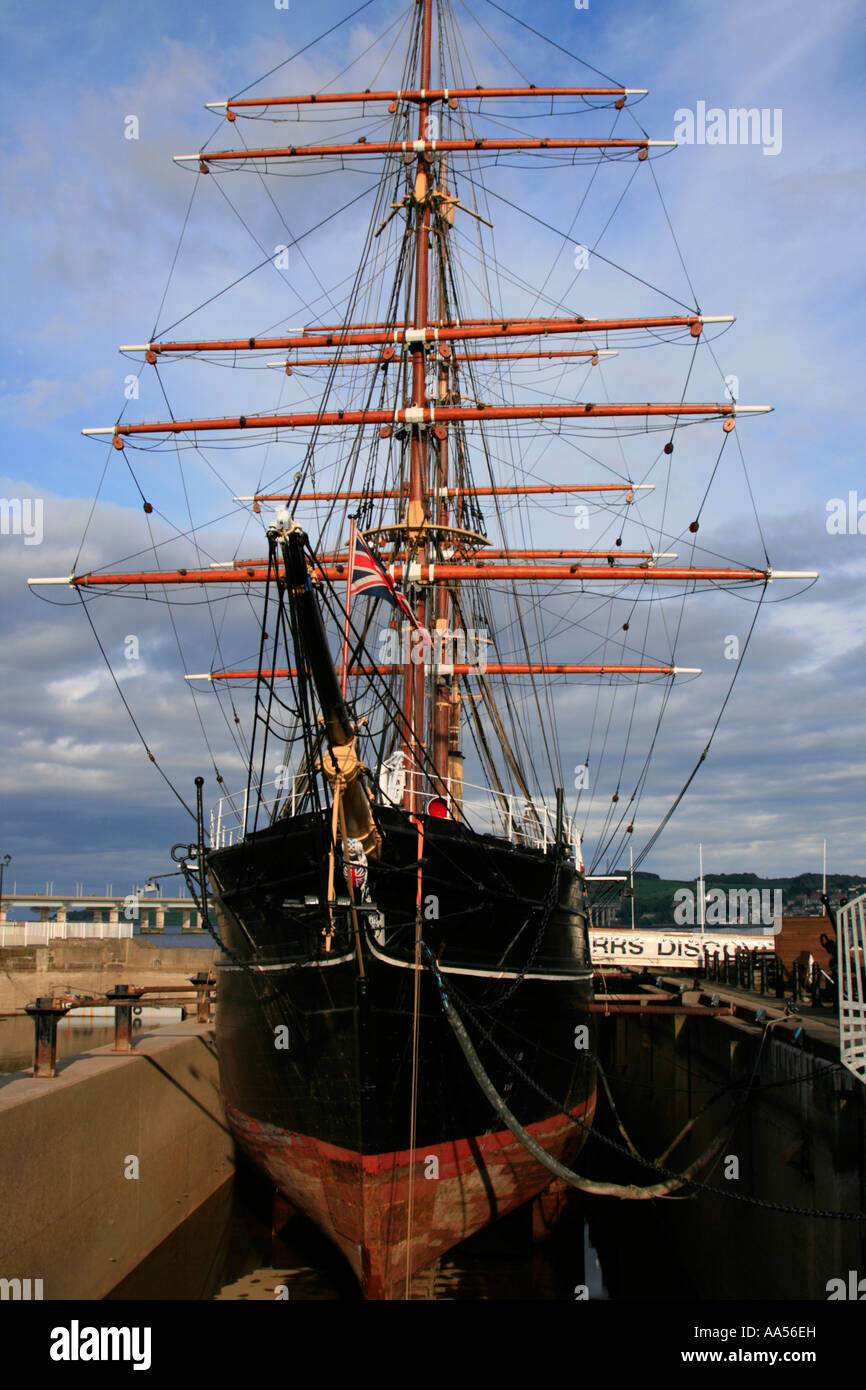 En bois RRS Discovery trois-mâts s'est amarré dundee ecosse uk go Banque D'Images
