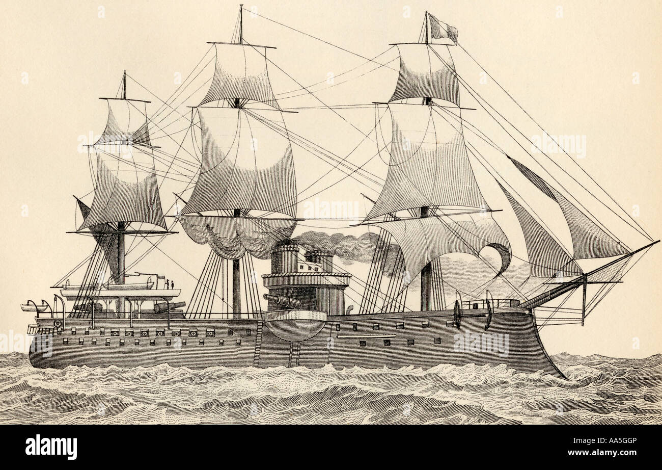 Le cuirassé Amiral Duperre 11 100 tonnes de la marine française a été lancé en 1879. Banque D'Images