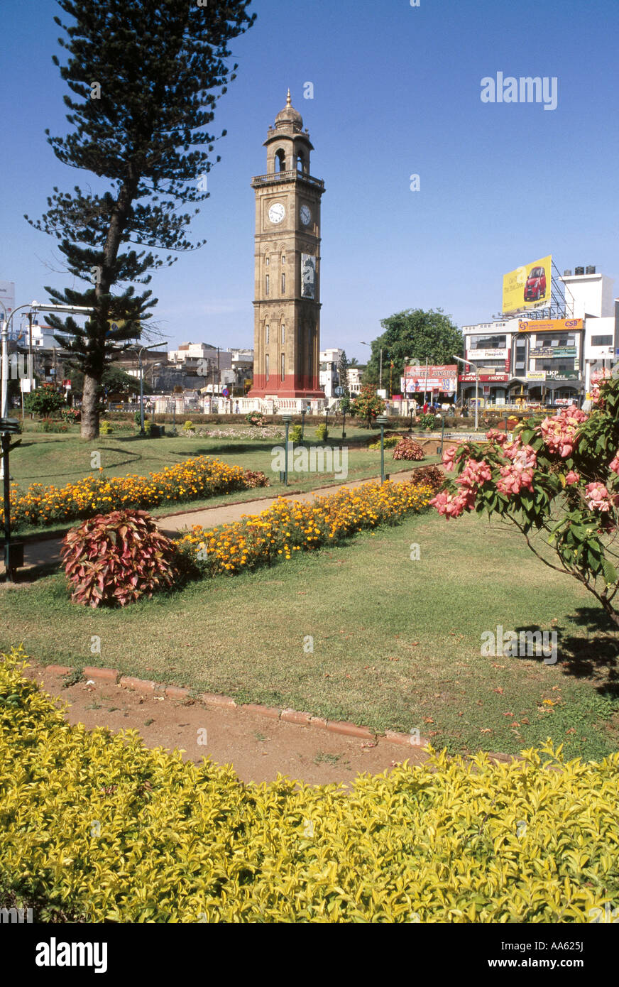 Soixante cinq pieds de haut tour de l'horloge ancienne Mysore, Karnataka, Inde Banque D'Images