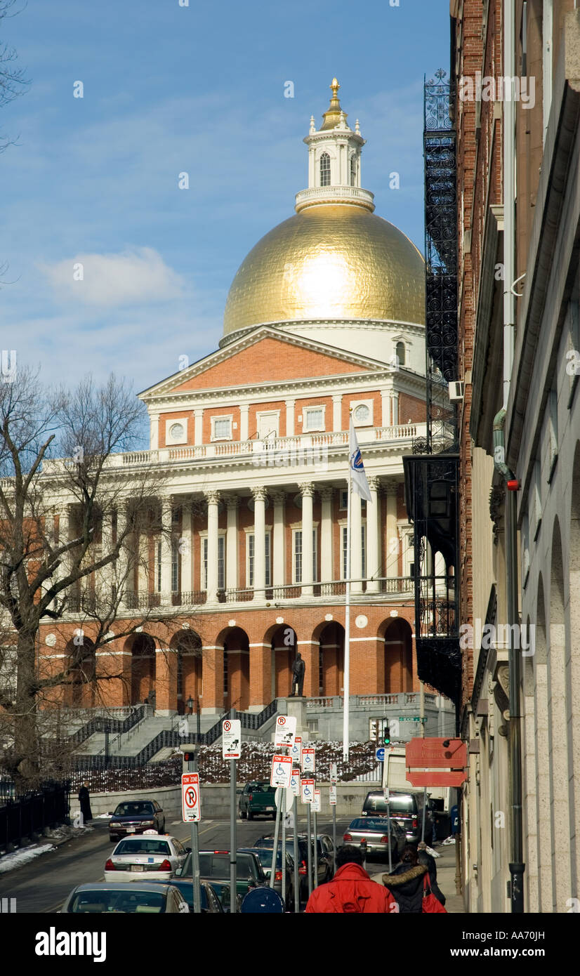 La Massachusetts Statehouse sur Beacon Hill à Boston. Banque D'Images La Massachusetts Statehouse sur Beacon Hill à Boston. Banque D'Images